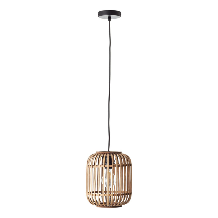 Endon 101777 Mathias 1lt Pendant Natural bamboo, plywood & matt black paint 10W LED E27 (Required) - westbasedirect.com