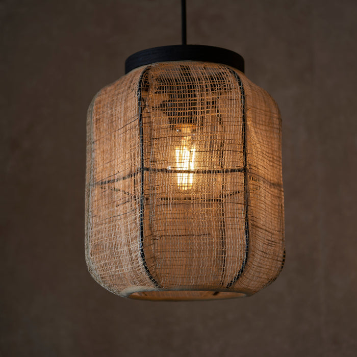 Endon 101779 Zaire 3lt Pendant Natural linen, dark plywood & matt black 3 x 10W LED E27 (Required) - westbasedirect.com