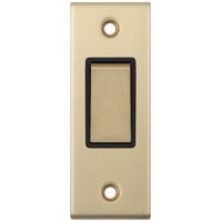 Selectric DSL879 5M 1 Gang 2 Way 10AX Architrave Plate Switch - Satin Brass, Black Insert