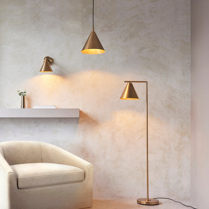 Endon 102369 Cape Task Floor Warm antique brass plate 10W LED E27 (Required)