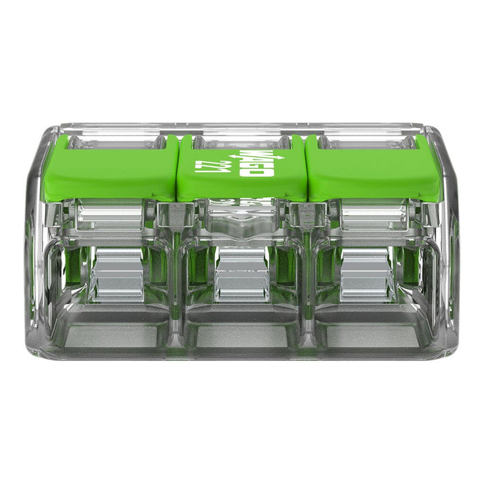 Wago 221-423 4mm² 3-Way Compact Splicing Connector - Green (50 Full Box)