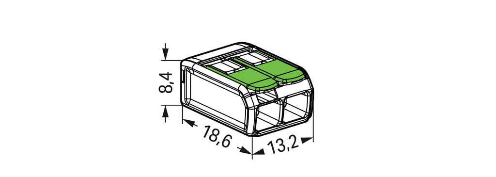 Wago 221-422 4mm² 2-Way Compact Splicing Connector - Green (100 Full Box)