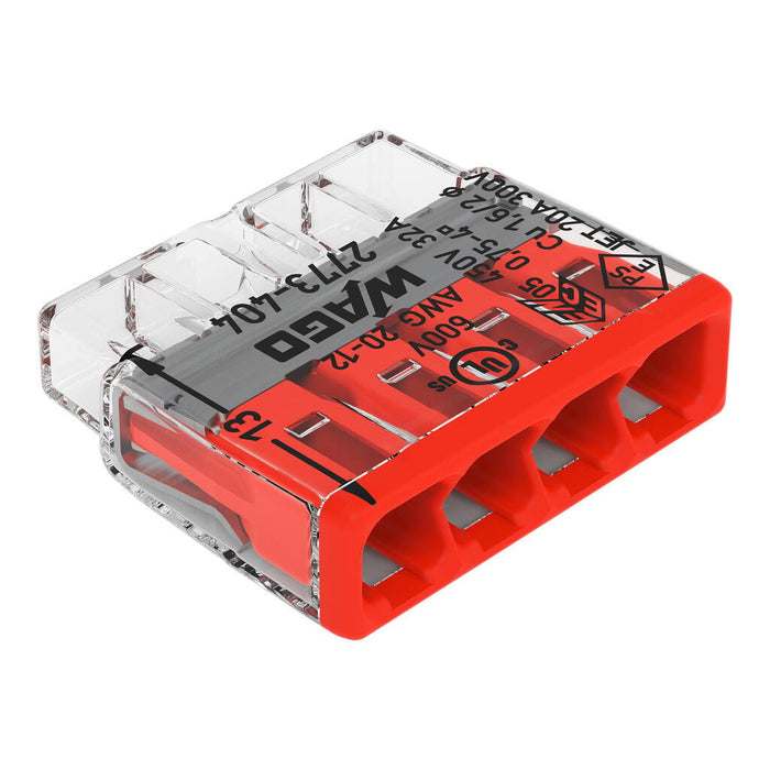Wago 2773-404 4 Way 4mm² Compact Pushwire Connector Red (80 Full Box)