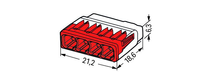 Wago 2773-404 4 Way 4mm² Compact Pushwire Connector Red (80 Full Box)