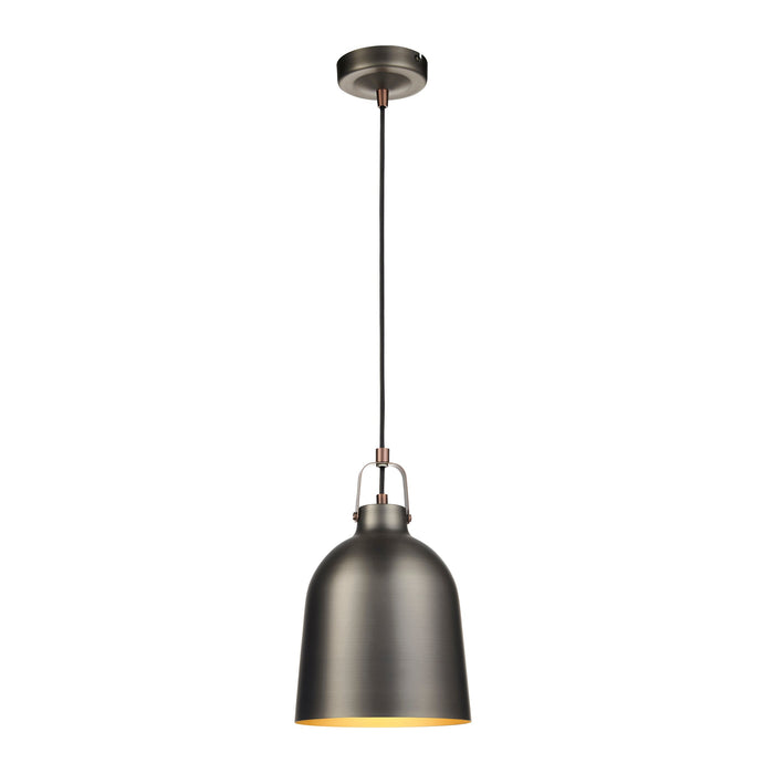 Endon 102544 Lazenby 1lt Pendant Aged pewter & aged copper plate 10W LED E27 (Required) - westbasedirect.com