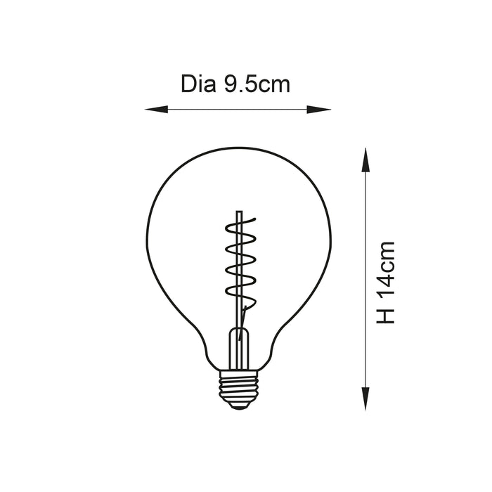 Endon 102617 Spiral 1lt Accessory Smoked glass 4W LED E27 Warm White - westbasedirect.com