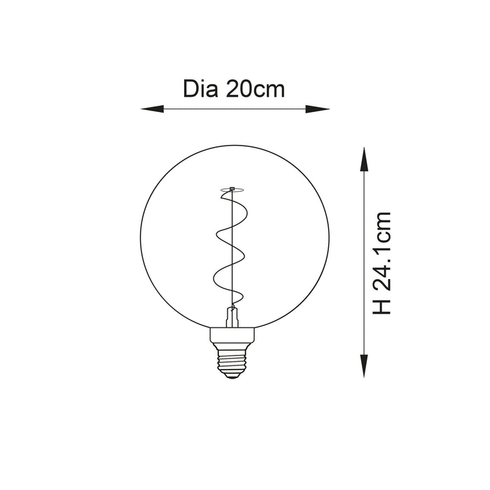 Endon 102620 Spiral 1lt Accessory Amber glass 4W LED E27 Warm White - westbasedirect.com