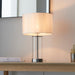 Endon 102674 Lessina 1lt Table Bright nickel plate, clear glass & vintage white fabric 10W LED E27 (Required) - westbasedirect.com