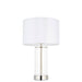 Endon 102674 Lessina 1lt Table Bright nickel plate, clear glass & vintage white fabric 10W LED E27 (Required) - westbasedirect.com