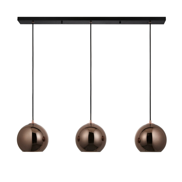 Endon 102929 Boli 3lt Pendant Copper mirrored glass & matt black paint 3 x 10W LED E27 (Required) - westbasedirect.com