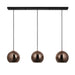 Endon 102929 Boli 3lt Pendant Copper mirrored glass & matt black paint 3 x 10W LED E27 (Required) - westbasedirect.com