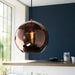 Endon 102930 Boli 1lt Pendant Copper mirrored glass & matt black paint 10W LED E27 (Required) - westbasedirect.com