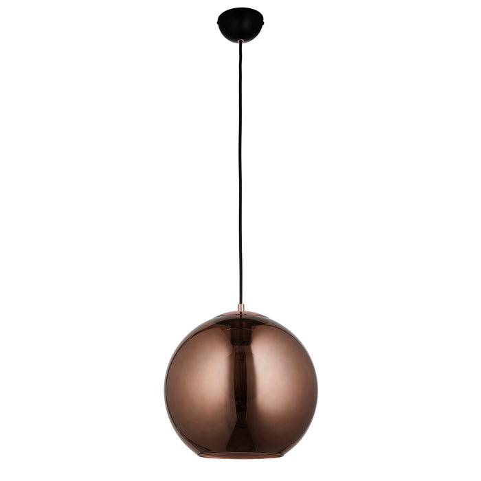 Endon 102930 Boli 1lt Pendant Copper mirrored glass & matt black paint 10W LED E27 (Required) - westbasedirect.com