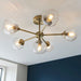 Endon 103171 Allegra 6lt Semi flush Antique brass plate & clear spiral glass 6 x 7W LED E14 (Required) - westbasedirect.com