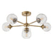 Endon 103171 Allegra 6lt Semi flush Antique brass plate & clear spiral glass 6 x 7W LED E14 (Required) - westbasedirect.com