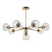 Endon 103172 Allegra 8lt Pendant Antique brass plate & clear spiral glass 8 x 7W LED E14 (Required) - westbasedirect.com