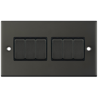 Selectric DSL12-05 5M 6 Gang 2 Way 10AX Plate Switch - Dark Bronze, Black Insert