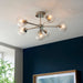 Endon 104050 Allegra 6lt Semi flush Bright nickel plate & clear spiral glass 6 x 7W LED E14 (Required) - westbasedirect.com