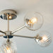 Endon 104050 Allegra 6lt Semi flush Bright nickel plate & clear spiral glass 6 x 7W LED E14 (Required) - westbasedirect.com