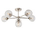 Endon 104050 Allegra 6lt Semi flush Bright nickel plate & clear spiral glass 6 x 7W LED E14 (Required) - westbasedirect.com