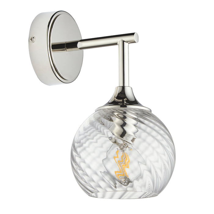 Endon 104052 Allegra 1lt Wall Bright nickel plate & clear spiral glass 7W LED E14 (Required) - westbasedirect.com