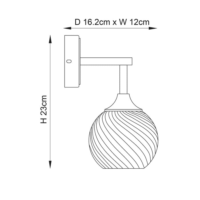 Endon 104052 Allegra 1lt Wall Bright nickel plate & clear spiral glass 7W LED E14 (Required) - westbasedirect.com