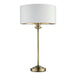 Endon 104054 Highclere 1lt Table Antique brass plate & vintage white fabric 7W LED E14 (Required) - westbasedirect.com