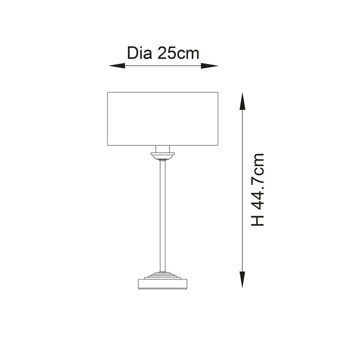 Endon 104054 Highclere 1lt Table Antique brass plate & vintage white fabric 7W LED E14 (Required) - westbasedirect.com