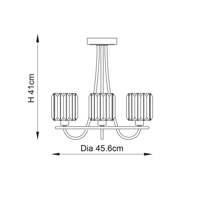 Endon 104107 Berenice 3lt Semi flush Bright nickel plate & clear glass 3 x 6W LED E14 (Required) - westbasedirect.com