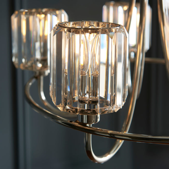 Endon 104108 Berenice 5lt Pendant Bright nickel plate & clear glass 5 x 6W LED E14 (Required) - westbasedirect.com