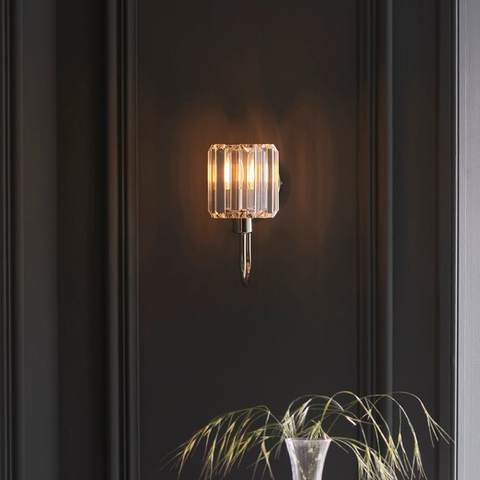 Endon 104109 Berenice 1lt Wall Bright nickel plate & clear glass 6W LED E14 (Required) - westbasedirect.com