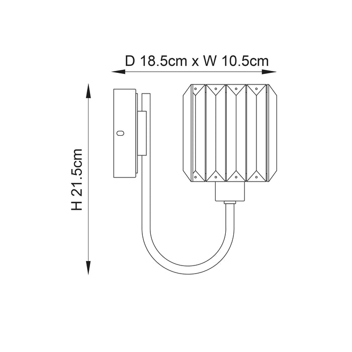 Endon 104109 Berenice 1lt Wall Bright nickel plate & clear glass 6W LED E14 (Required) - westbasedirect.com