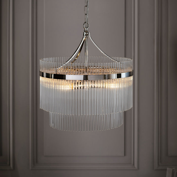 Endon 104112 Marietta 5lt Pendant Bright nickel plate & clear glass 5 x 7W LED E14 (Required) - westbasedirect.com