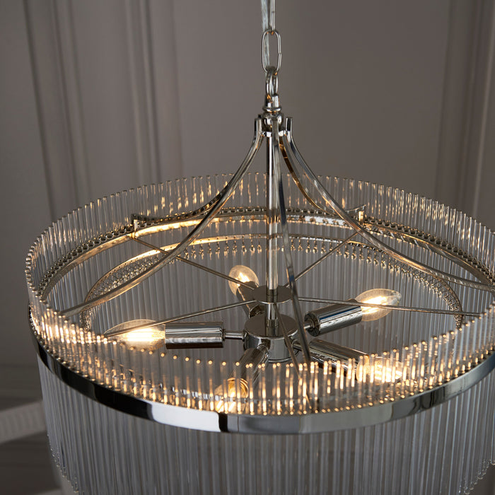 Endon 104112 Marietta 5lt Pendant Bright nickel plate & clear glass 5 x 7W LED E14 (Required) - westbasedirect.com