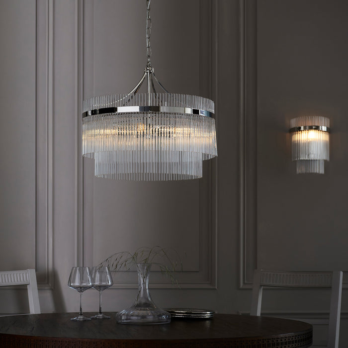 Endon 104112 Marietta 5lt Pendant Bright nickel plate & clear glass 5 x 7W LED E14 (Required) - westbasedirect.com