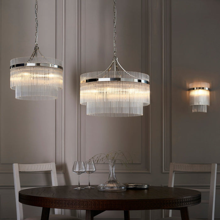 Endon 104113 Marietta 3lt Pendant Bright nickel plate & clear glass 3 x 7W LED E14 (Required) - westbasedirect.com