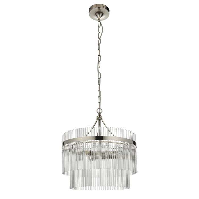 Endon 104113 Marietta 3lt Pendant Bright nickel plate & clear glass 3 x 7W LED E14 (Required) - westbasedirect.com