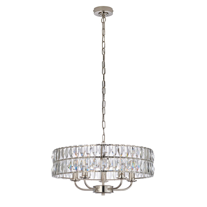 Endon 104467 Clifton 5lt Pendant Bright nickel plate & clear crystal glass 5 x 6W LED E14 (Required) - westbasedirect.com