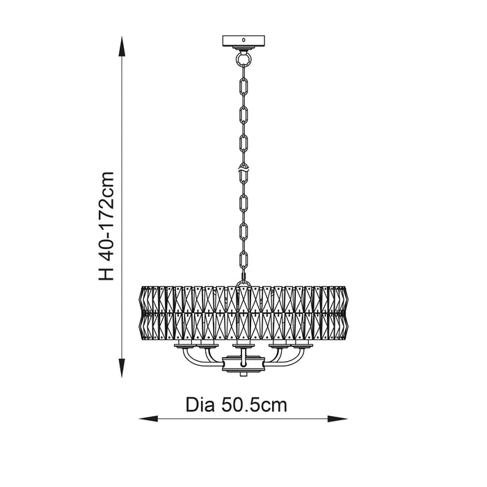 Endon 104467 Clifton 5lt Pendant Bright nickel plate & clear crystal glass 5 x 6W LED E14 (Required) - westbasedirect.com