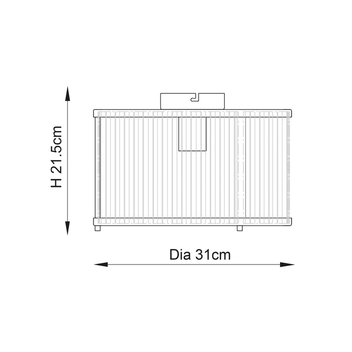 Endon 106265 Ridgeton 1lt Flush Antique brass plate & clear ribbed glass 10W LED E27 (Required) - westbasedirect.com