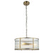 Endon 106282 Ridgeton 3lt Pendant Antique brass plate & clear ribbed glass 3 x 6W LED E14 (Required) - westbasedirect.com