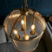 Endon 106711 Lambeth Ribbed 4lt Pendant Antique brass plate & clear ribbed glass 4 x 6W LED E14 (Required) - westbasedirect.com