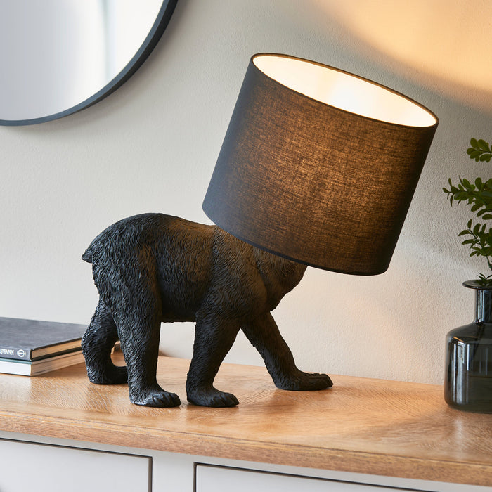 Endon 106787 Barack Bear 1lt Table Matt black & black fabric 10W LED E27 (Required) - westbasedirect.com