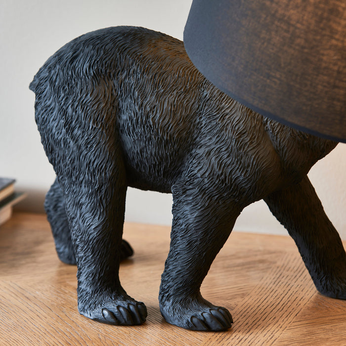 Endon 106787 Barack Bear 1lt Table Matt black & black fabric 10W LED E27 (Required) - westbasedirect.com