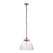 Endon 106895 Hansen Grand 1lt Pendant Aged copper plate & clear glass 10W LED E27 (Required) - westbasedirect.com