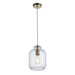 Endon 106923 Lyra 1lt Pendant Clear textured glass & antique brass plate 10W LED E27 (Required) - westbasedirect.com