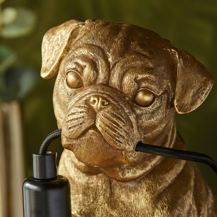 Endon 107324 Pug puppy Table Vintage gold paint & matt black 7W LED E14 (Required)