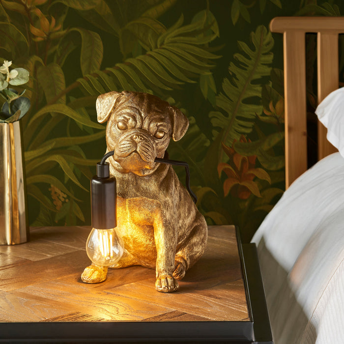Endon 107324 Pug puppy Table Vintage gold paint & matt black 7W LED E14 (Required)