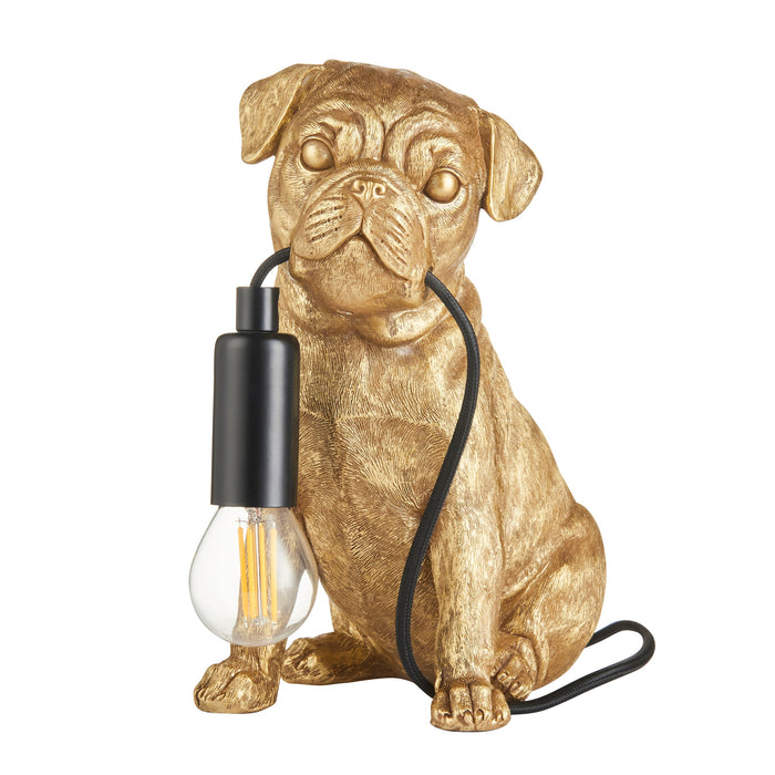 Endon 107324 Pug puppy Table Vintage gold paint & matt black 7W LED E14 (Required)