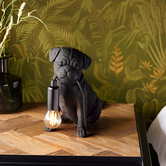 Endon 107325 Pug Puppy Table Matt black 7W LED E14 (Required)